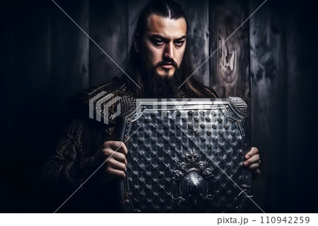 AI-generated content. Viking or Anglo-Saxon warrior. Neural network AI generated art 110942259