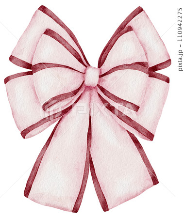 Ribbon bow ornament watercolor clipart Ribbon bow ornament watercolor clipart 110942275