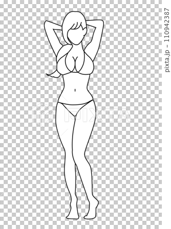 站立姿勢的凹印偶像的線條畫插圖 站立姿勢的凹印偶像的線條畫插圖 110942387