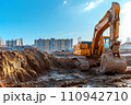 excavator machine working in construction site 110942710