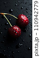 fresh ripe cherries on black background 110942779