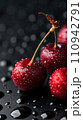 fresh ripe cherries on black background 110942791