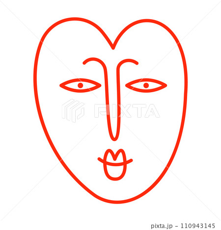 retro bright groovy heart with cute face, illustration of playful love hearts 110943145