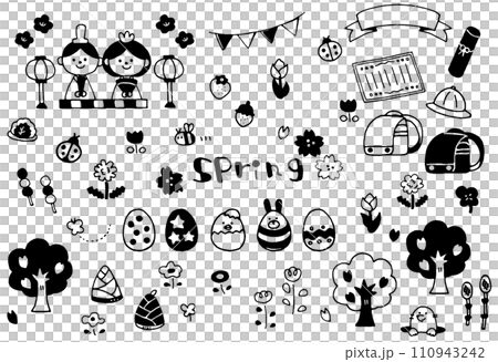 Cute spring illustration icon material set line drawing Cute spring illustration icon material set line drawing 110943242