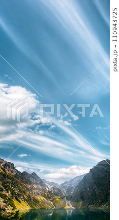 Tatra National Park, Poland. Calm Lake Czarny Staw Under Rysy And Summer Mountains Landscape. Beautiful Scenic View Of Lake In Polish Nature. 110943725