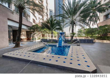 Garden and swimming pool in residential area Garden and swimming pool in residential area 110943851