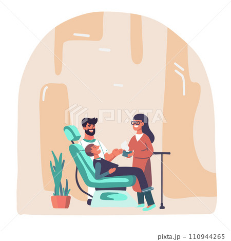 Dental clinic treatment stomatology flat design kid child doctor Dental clinic treatment stomatology flat design kid child doctor 110944265
