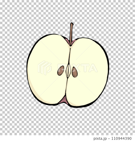 一個蘋果切成兩半的插圖 一個蘋果切成兩半的插圖 110944390