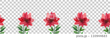 Red exotic flowers. Poinsettia in watercolor. Floral border Red exotic flowers. Poinsettia in watercolor. Floral border 110944683