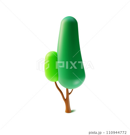 3d Green Tree Cartoon Style for Garden or Park Isolated on a White Background Plant for Game. Vector illustration 110944772