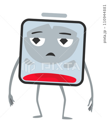 Low battery. Battery charge indicator icon. Discharged battery. Accumulator indicator power level, vector illustration 110944881