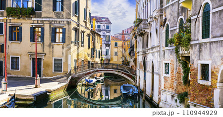 romantic Venetian streets and canals. Bridges of Venice town, Italy romantic Venetian streets and canals. Bridges of Venice town, Italy 110944929
