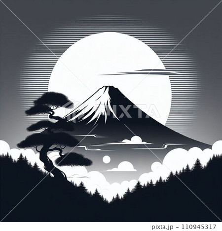 葛飾北斎イメージの富士山のイラスト素材 [110945317] - PIXTA