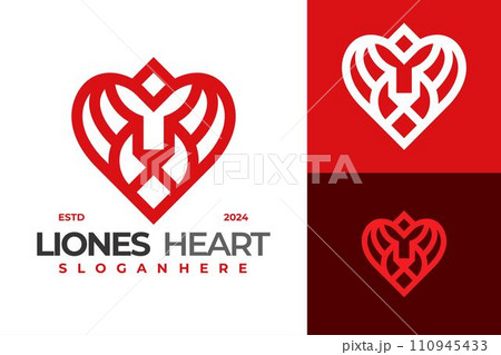Liones Heart Logo Design Vector Template 110945433