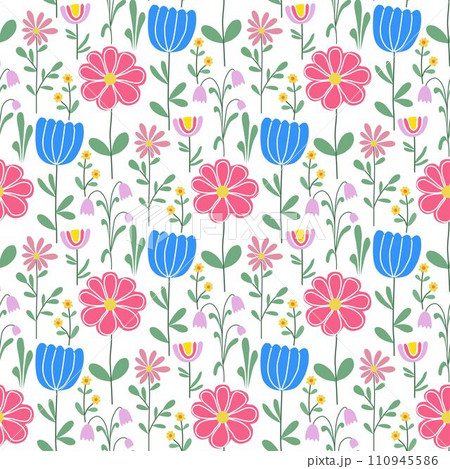 Delicate spring floral print vector illustration 110945586