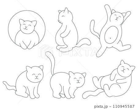 Minimalistic cats oneline set vector illustration 110945587