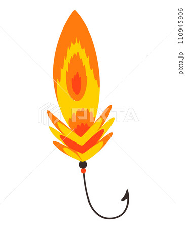 Fishing bait icon. Lure with hook isolated on white background. Abstract contemporary fishery lures and wobblers. Fisher accessory. Vector fisherman equipment 110945906