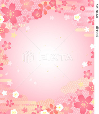 桜のイラストが美しい春の背景デザイン 110946185