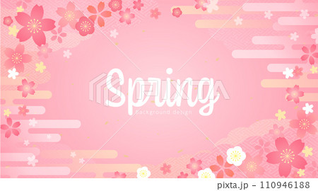 桜のイラストが美しい春の背景デザイン 110946188
