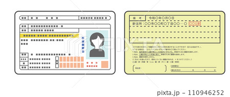 日本の運転免許証（女性）・表面と裏面のイラスト素材 [110946252] - PIXTA