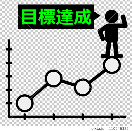売上や成績を向上させて目標値を達成した人物のイラスト 110946322