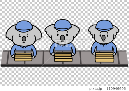 Koala character in work clothes working on a line 110946696