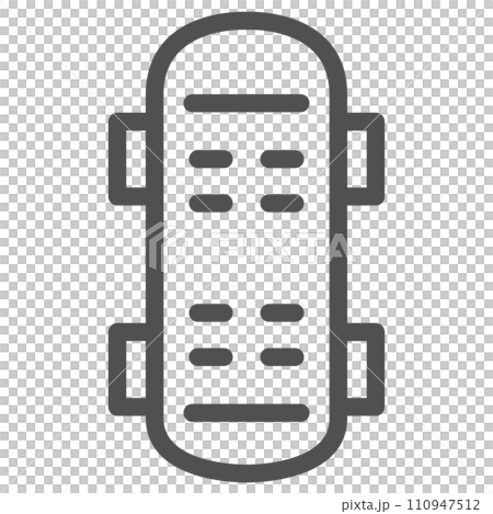 シンプルなスポーツ用品の線画単品アイコン　スケートボード 110947512