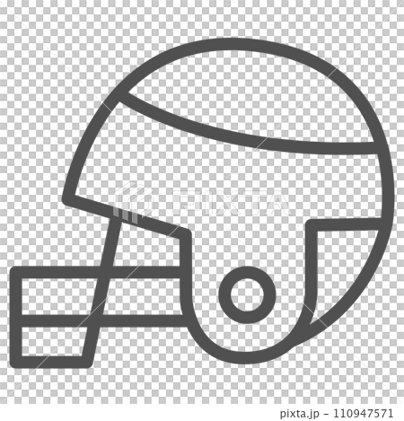 Simple sports equipment line drawing single item icon rugby helmet 110947571