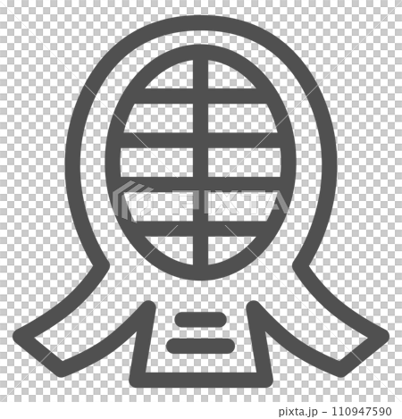 Simple line drawing single item icon of sports equipment Kendo armor 110947590
