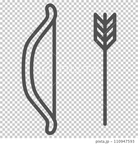 簡單的運動器材線描單項圖示弓箭 110947593