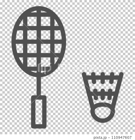 Simple sports equipment line drawing single item icon badminton 110947607