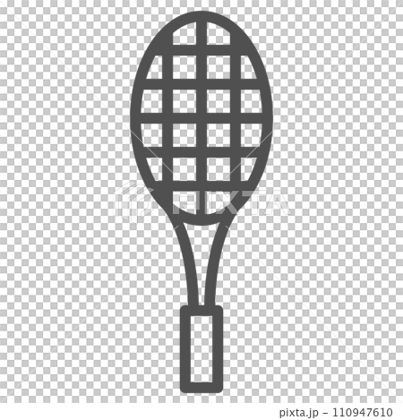 簡單的運動器材線描單項圖示網球拍 110947610