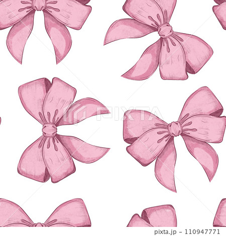 Bow Illustration Hand Drawn Seamless Pattern	 110947771