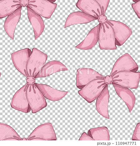 Bow Illustration Hand Drawn Seamless Pattern	 110947771