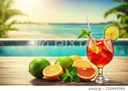 Refreshing Summer Drink by the Pool Refreshing Summer Drink by the Pool 110949369