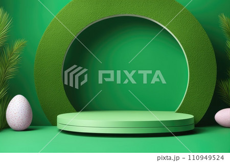 Bright Easter Podium with Flowers and Eggs Bright Easter Podium with Flowers and Eggs 110949524