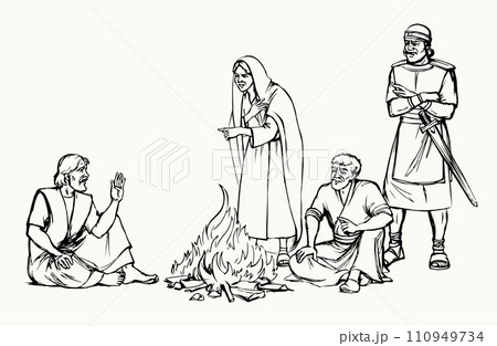 Vector drawing. Man sitting on the ground 110949734