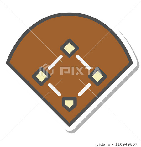 シンプルなスポーツ用品のステッカー単品アイコン　野球グラウンド　コート 110949867