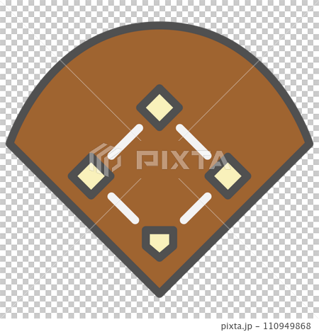 シンプルなスポーツ用品のカラー単品アイコン　野球グラウンド　コート 110949868