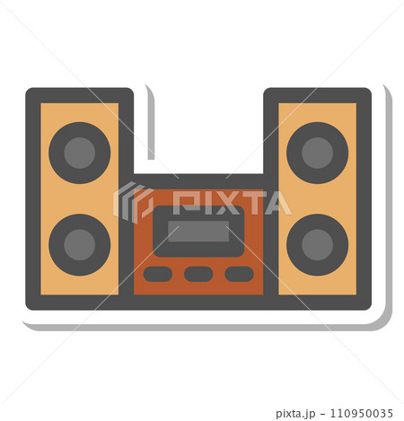 ステッカー風シンプル電化製品の単品アイコン ステレオ ステッカー風シンプル電化製品の単品アイコン ステレオ 110950035