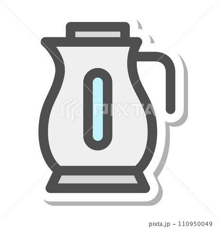 ステッカー風シンプル電化製品の単品アイコン　電気ポット 110950049