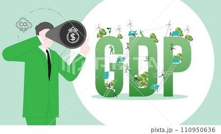 ESG sustainability business visionary to GDP. Carbon credit vision from reduce carbon footprint and carbon dioxide to Net Zero in year 2050 110950636