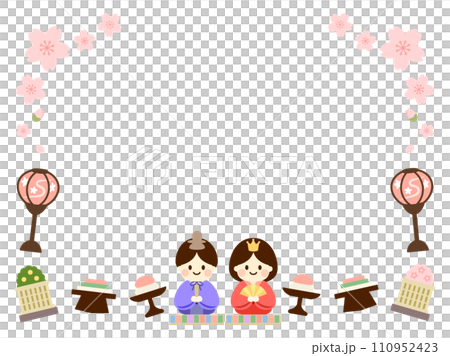 女兒節_櫻花與配件框架 110952423