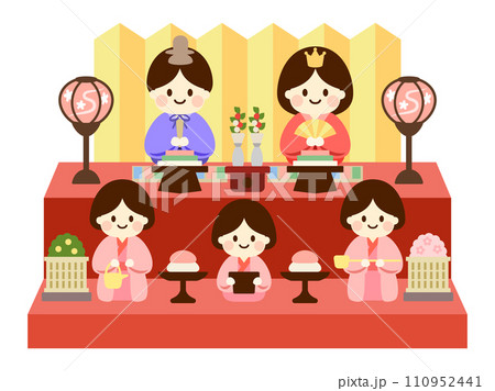 雛人形のイラスト(三段飾り) 雛人形のイラスト(三段飾り) 110952441