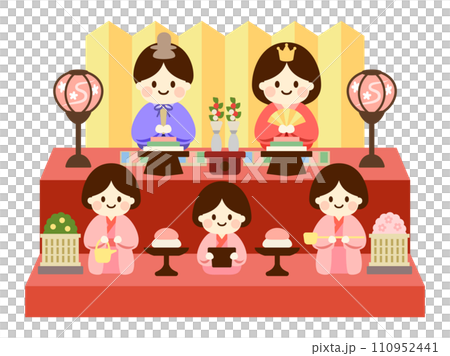 雛人形のイラスト(三段飾り) 雛人形のイラスト(三段飾り) 110952441