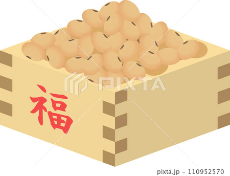 節分イラスト_升に入った福豆 110952570