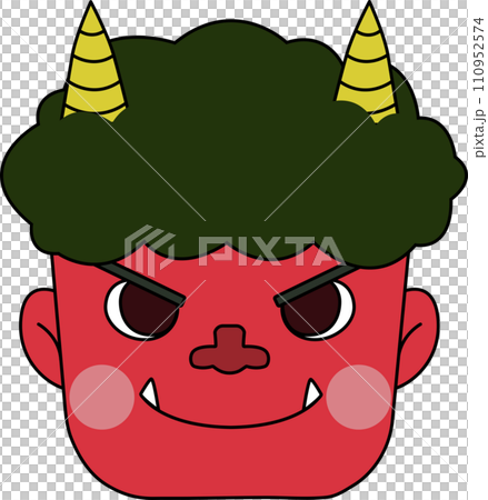 Setsubun illustration_Red demon face 110952574