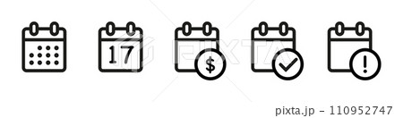 Calendar Icon collection. Set of calendar symbols. Meeting Deadlines icon. Time management .Appointment schedule flat icon icon 110952747