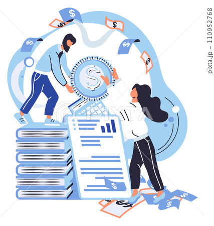 Financial accounting vector illustration. Account ledgers accurately track all financial transactions and balances Strategic investments play pivotal role in financial growth Metaphors in financial 110952768