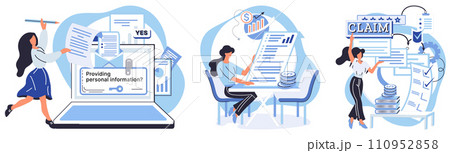 Income reporting vector illustration. Income reporting metaphors simplify complex financial concepts Accounting ensures accurate financial record-keeping Banking is cornerstone modern economy 110952858